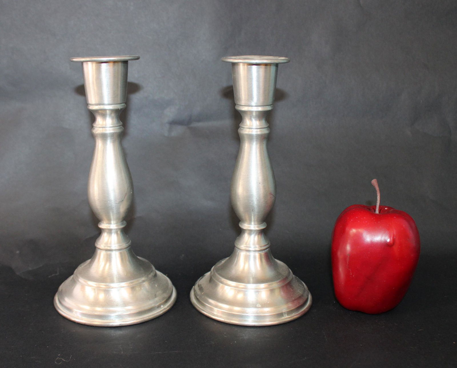 Pair of Woodbury pewter candle sticks (1 of 3)