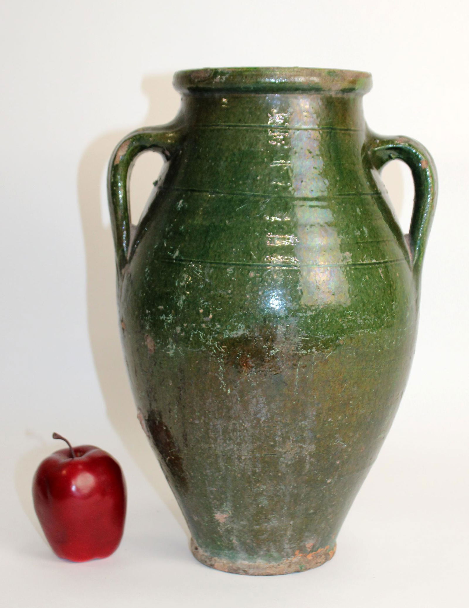 French glazed terra cotta double handled urn (1 of 8)