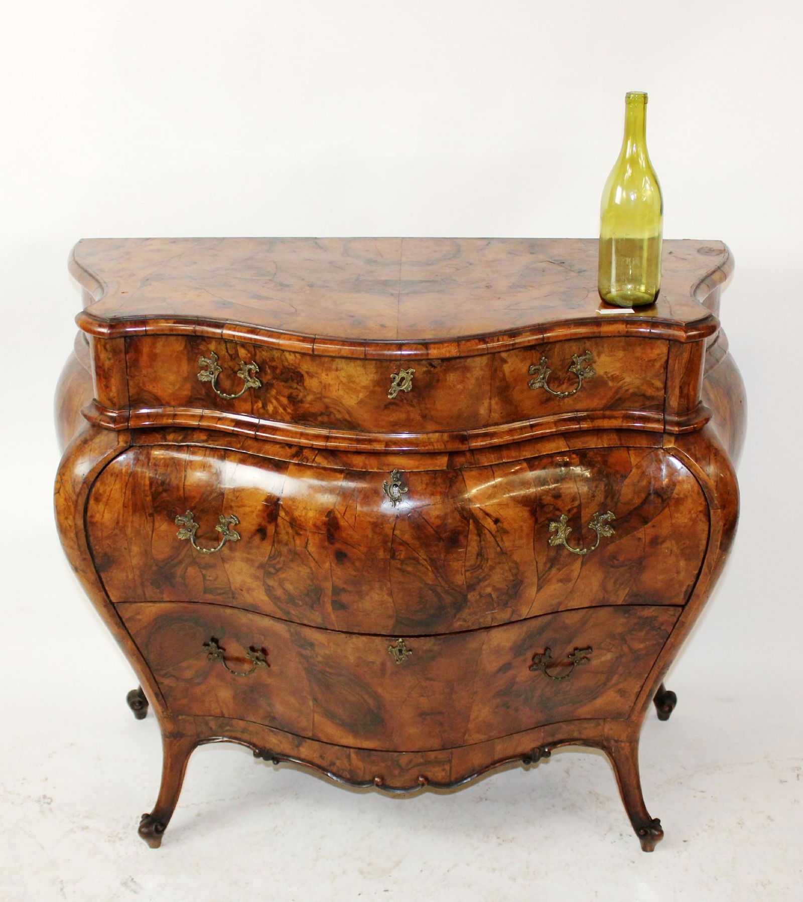Italian burled walnut bombe commode (1 of 10)