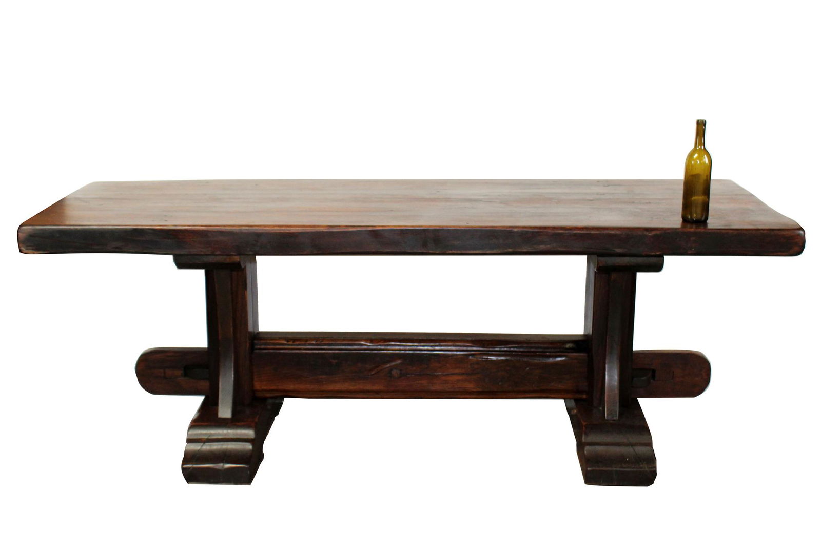 French thick top rustic trestle table in oak (1 of 11)