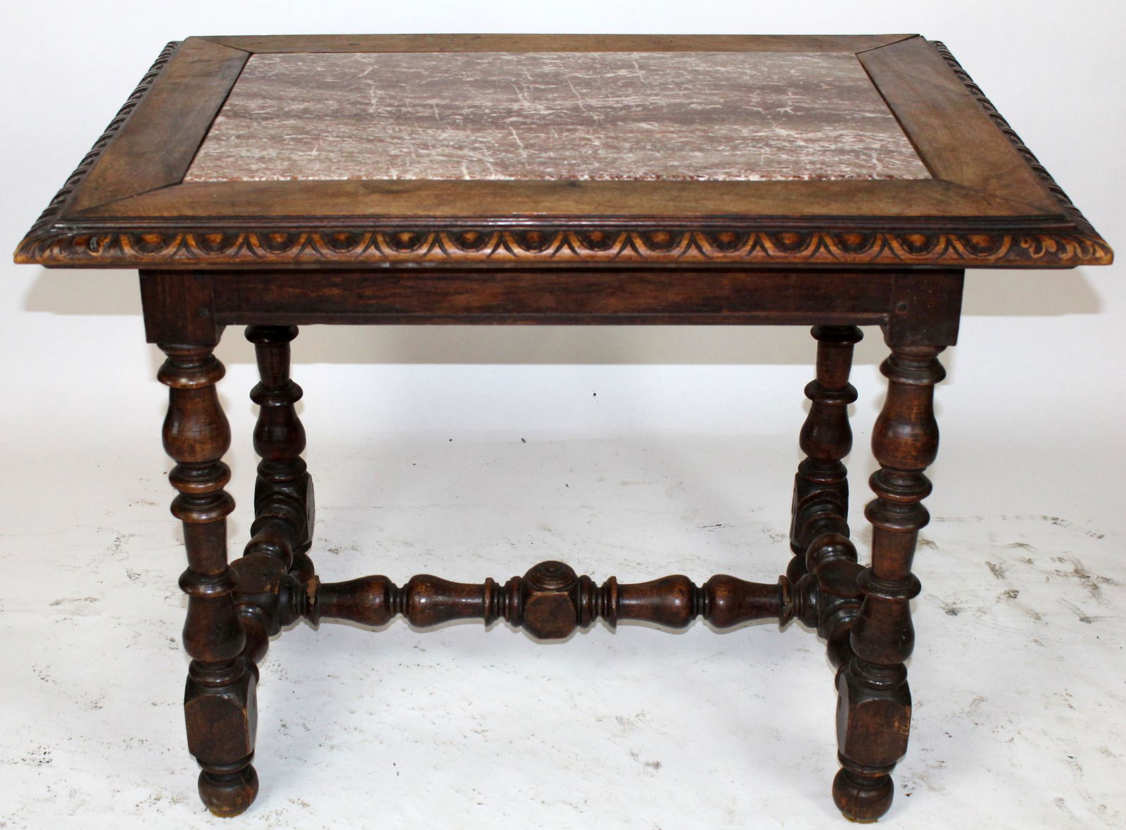 French Louis XIII bureauplat desk with marble insert (1 of 4)