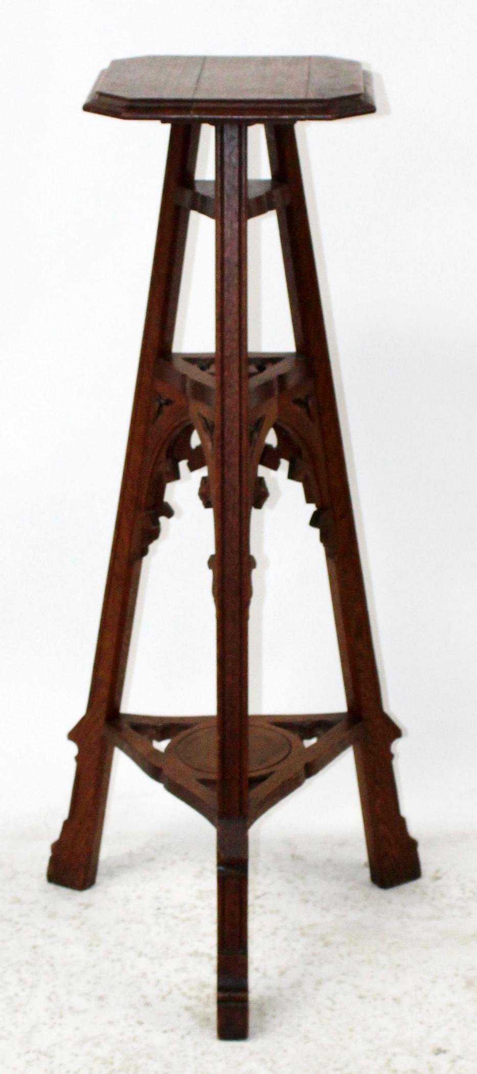 French Gothic Revival oak exhibition pedestal (1 of 7)