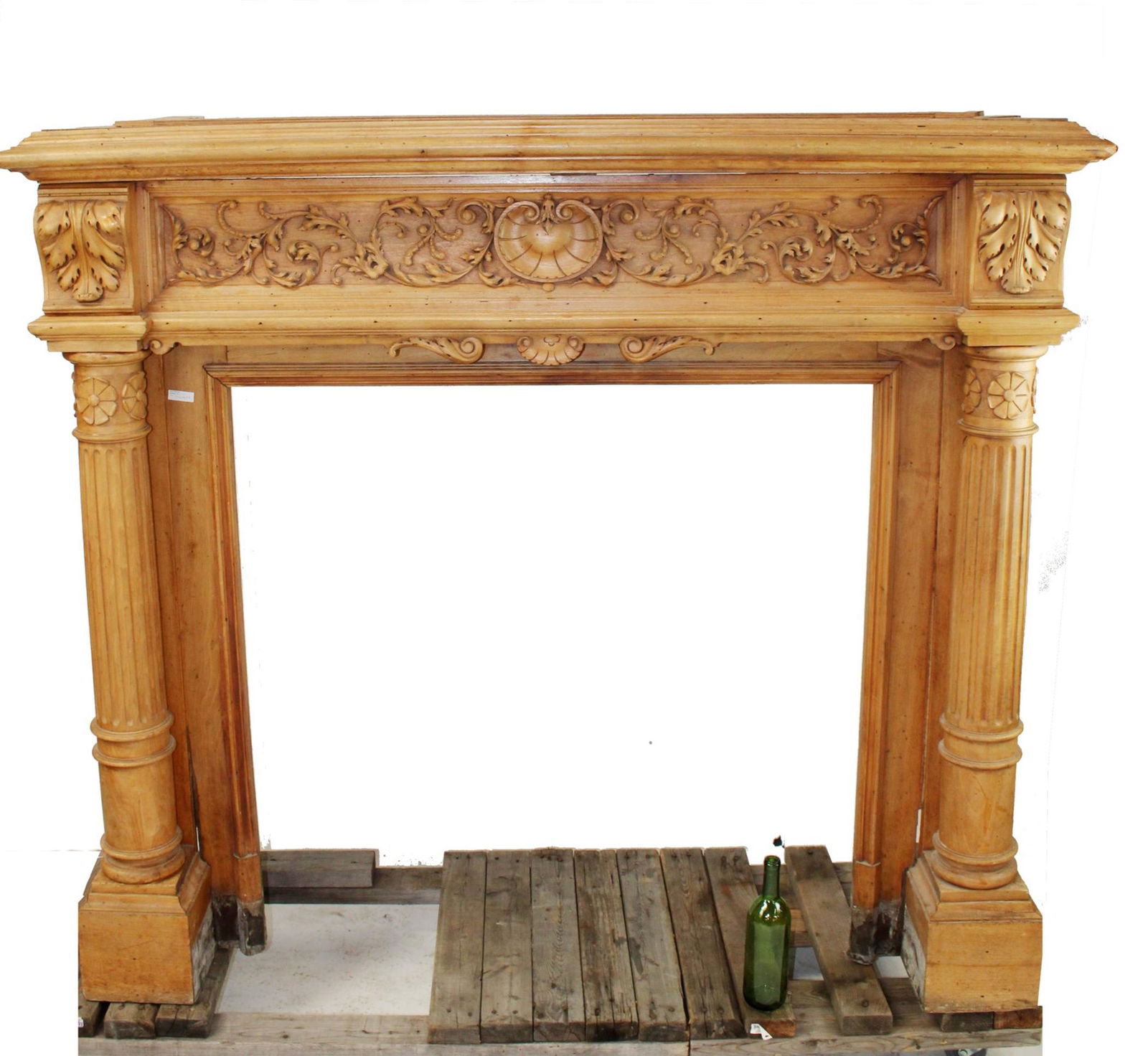 French walnut mantel with fluted columns (1 of 11)