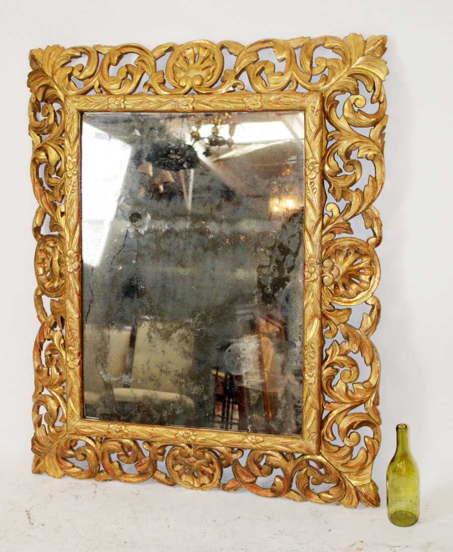 French Baroque pierce carved gold leaf mirror (1 of 8)