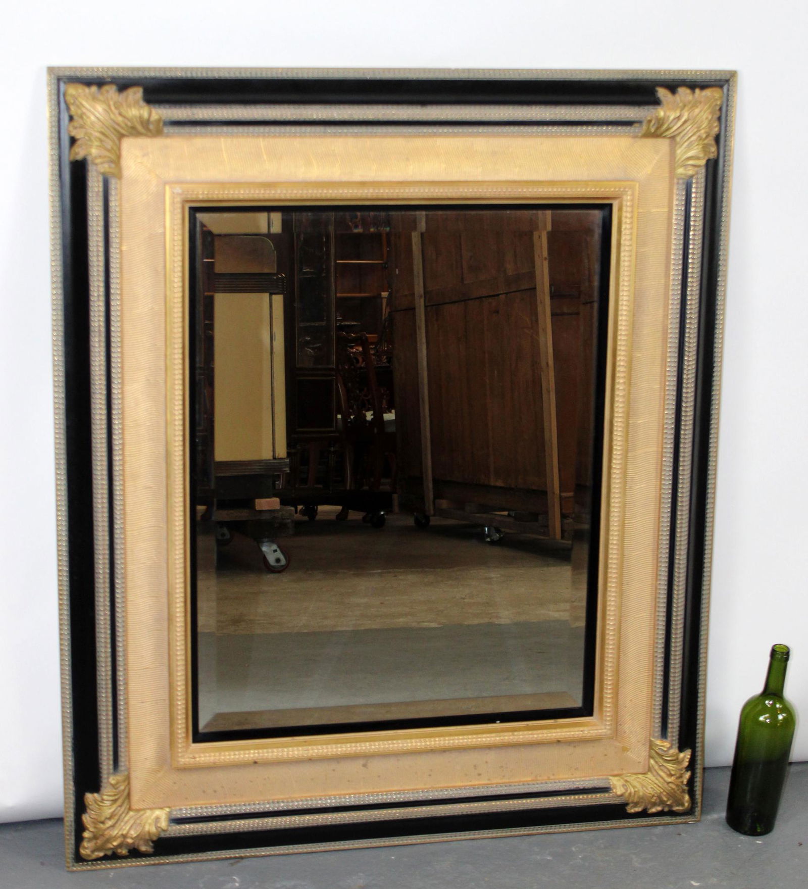 Black and gold framed beveled mirror (1 of 10)