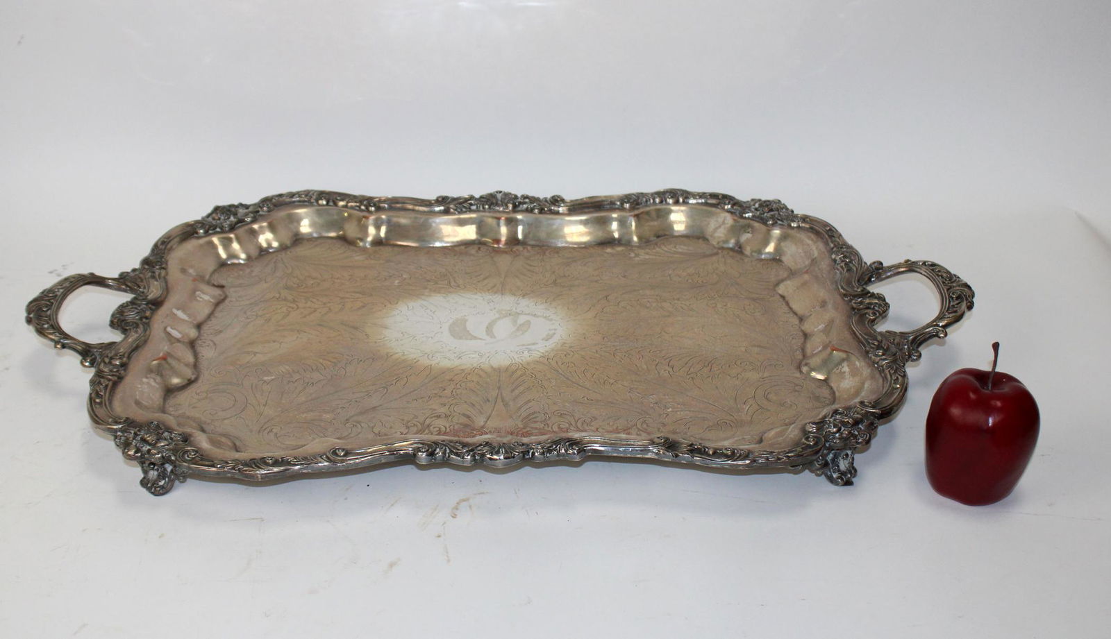 Large silver plate double handled serving tray (1 of 6)