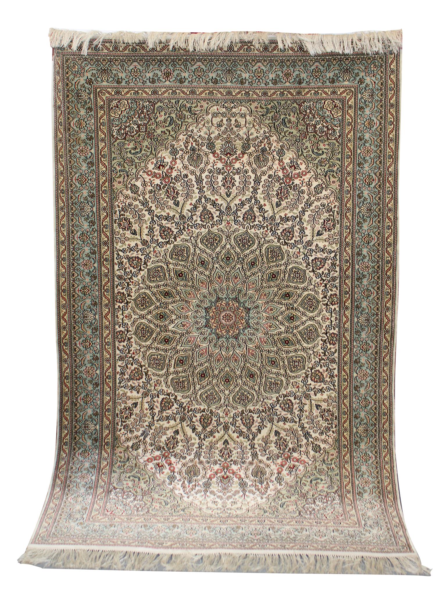 Tabriz  3'1" x 5' silk and cotton rug (1 of 10)