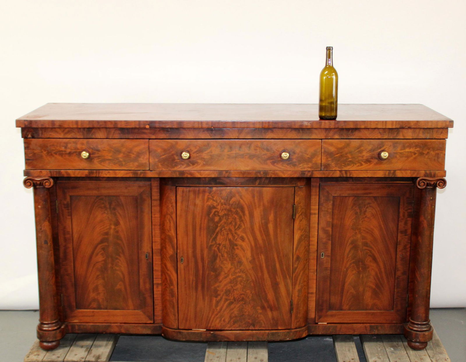 American Empire sideboard in crotch mahogany (1 of 13)