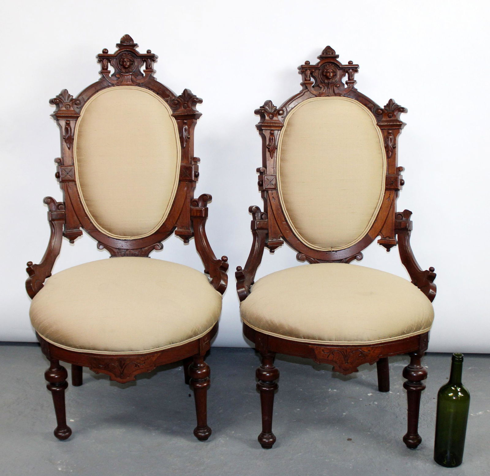 Pair American Eastlake portrait parlor chairs (1 of 8)