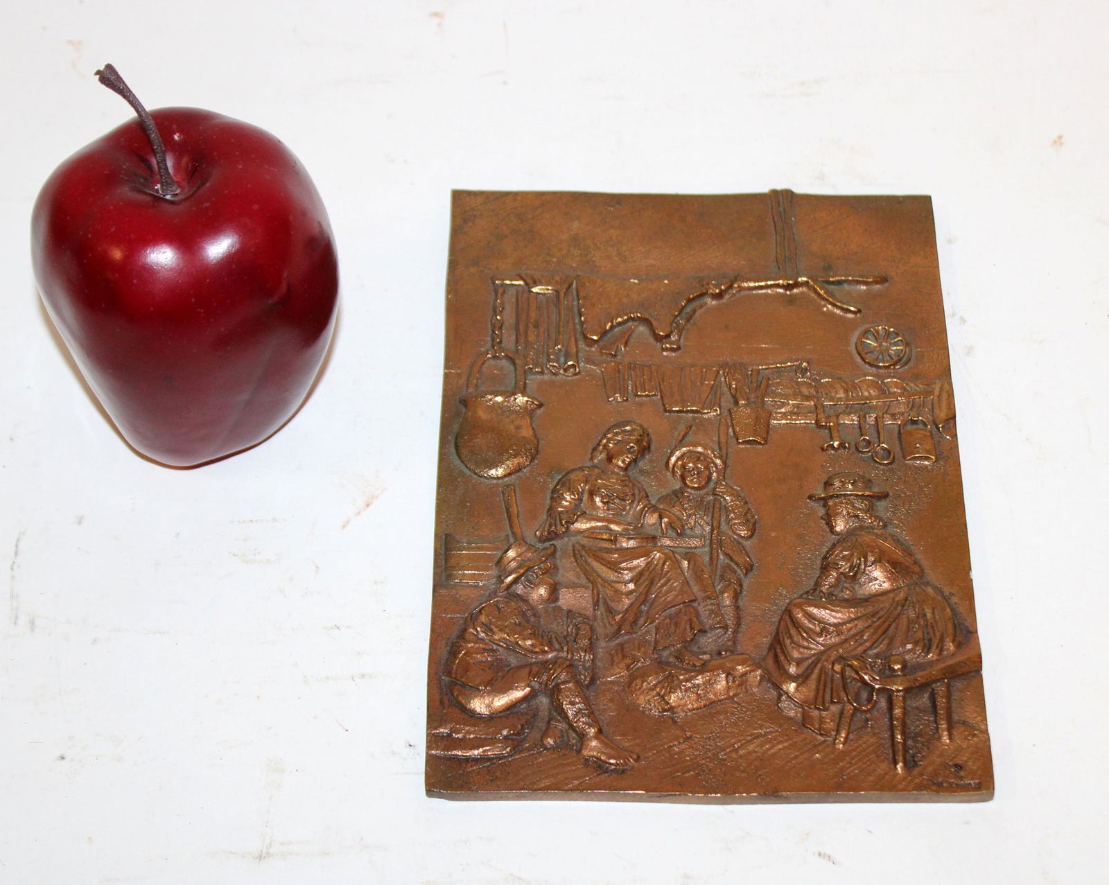 Relief bronze tavern scene plaque (1 of 5)