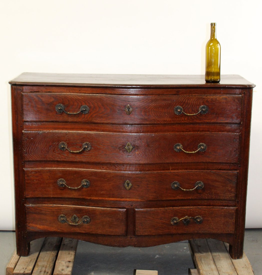 French oak serpentine front 3 over 2 chest of drawers (1 of 7)