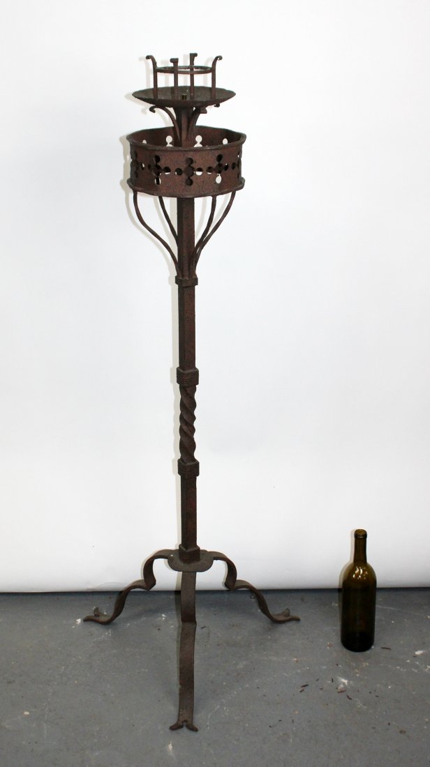 French Gothic Revival wrought iron candle torchere (1 of 8)