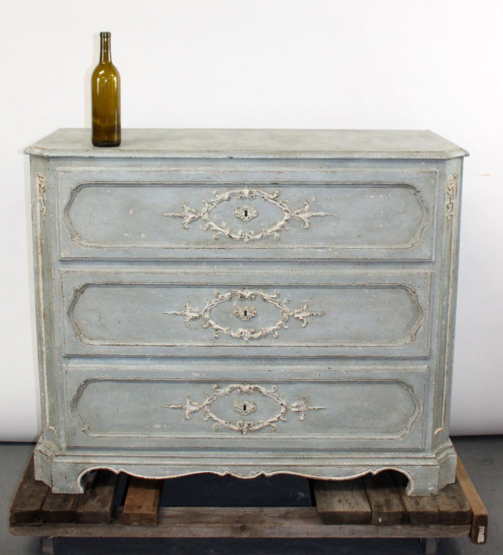 French Regency 3 drawer commode painted finish (1 of 9)
