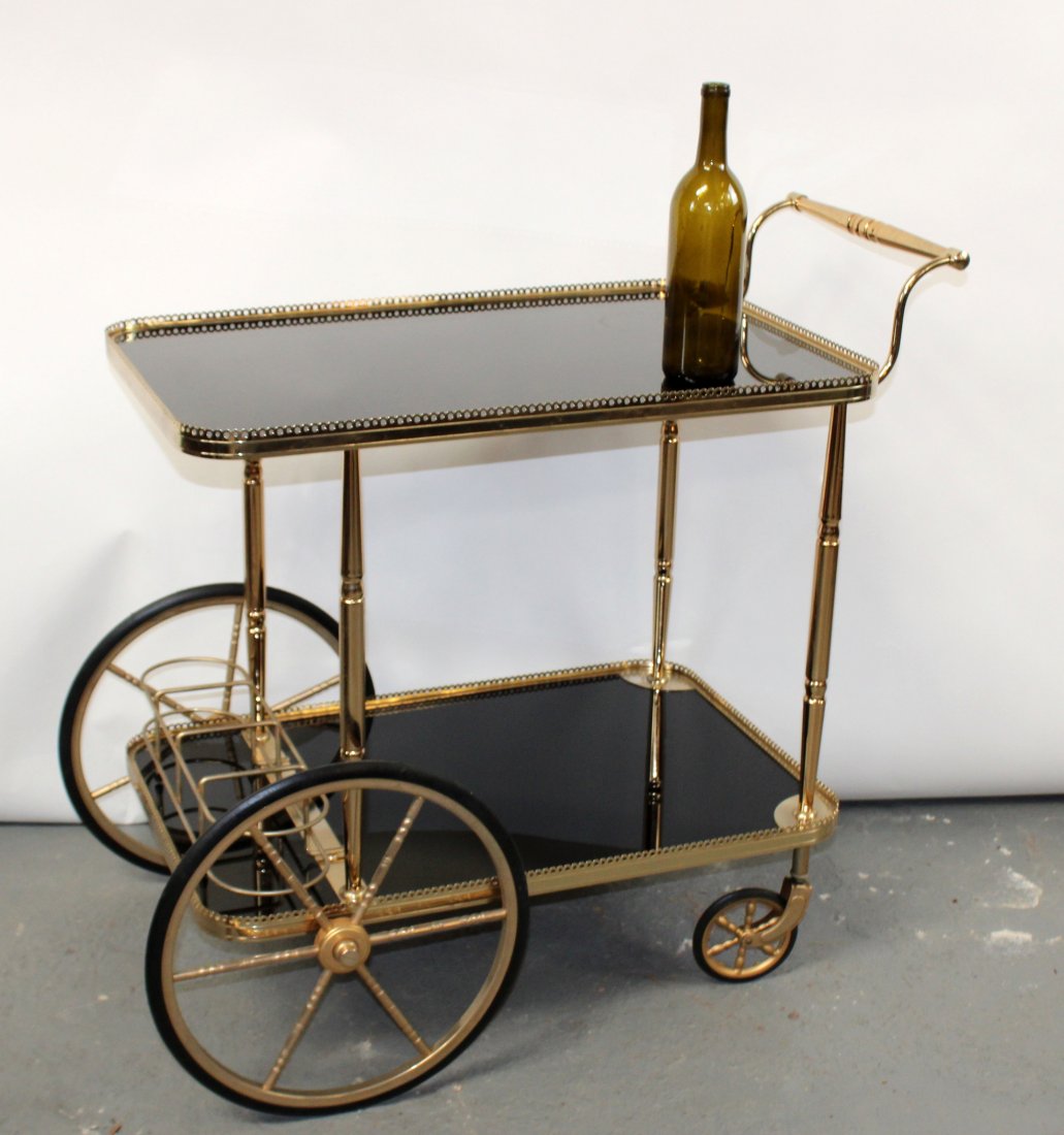 French mid century brass tea trolley cart (1 of 9)