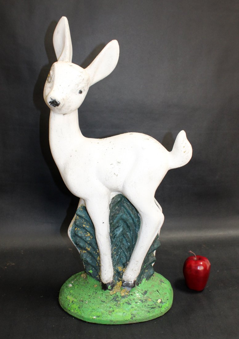 Belgian cast painted concrete garden deer statue (1 of 7)
