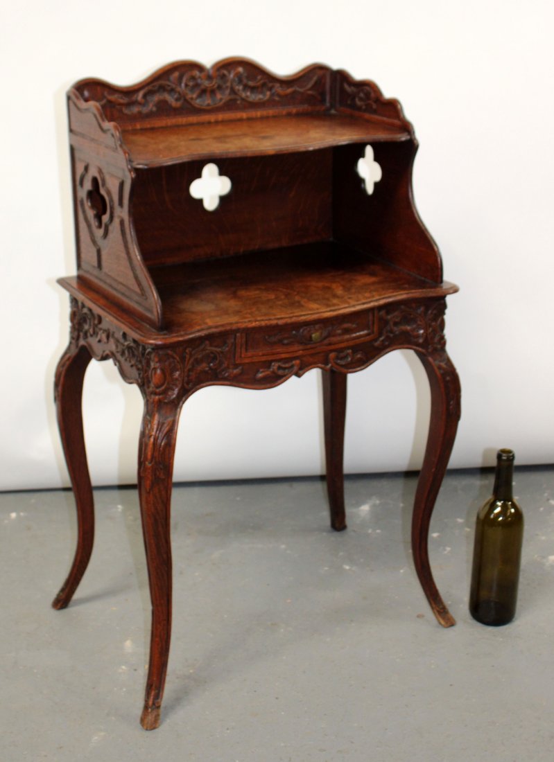French Provincial carved oak book stand table (1 of 6)