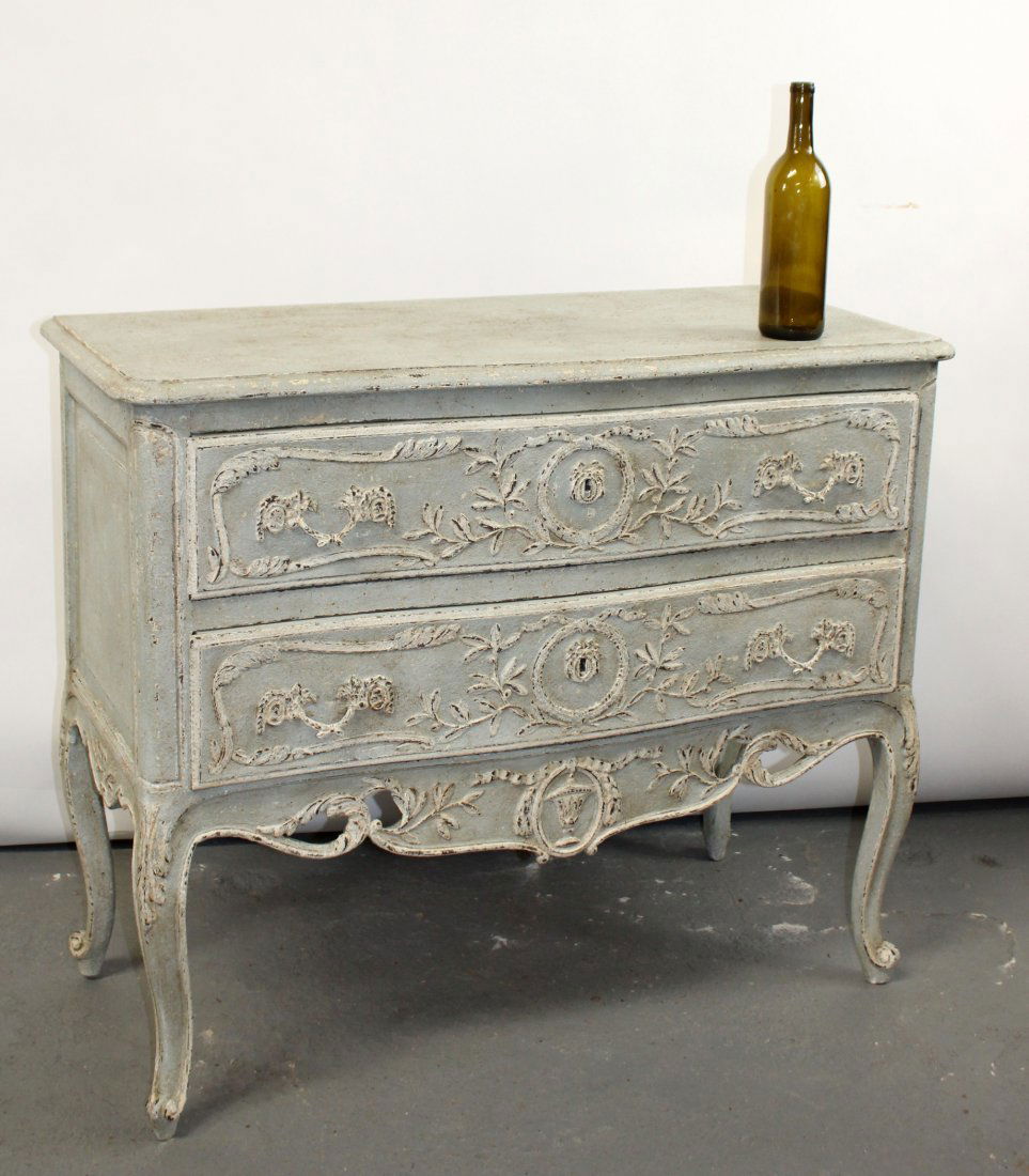 French Louis XV painted 2 drawer commode (1 of 8)