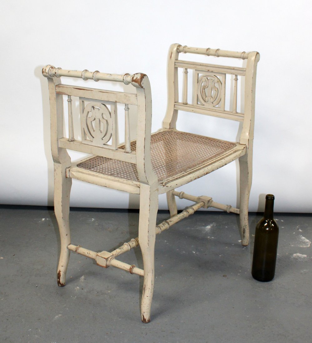 French Louis XVI painted bench with cane seat (1 of 6)