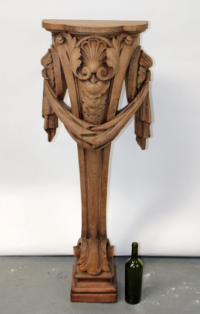 French 19th century carved oak pedestal (1 of 10)
