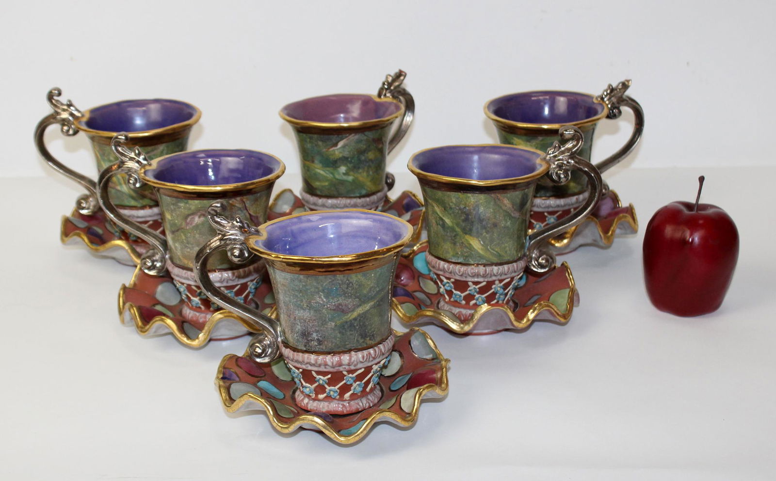 6 vintage Mackenzie Childs cups & saucers (1 of 11)