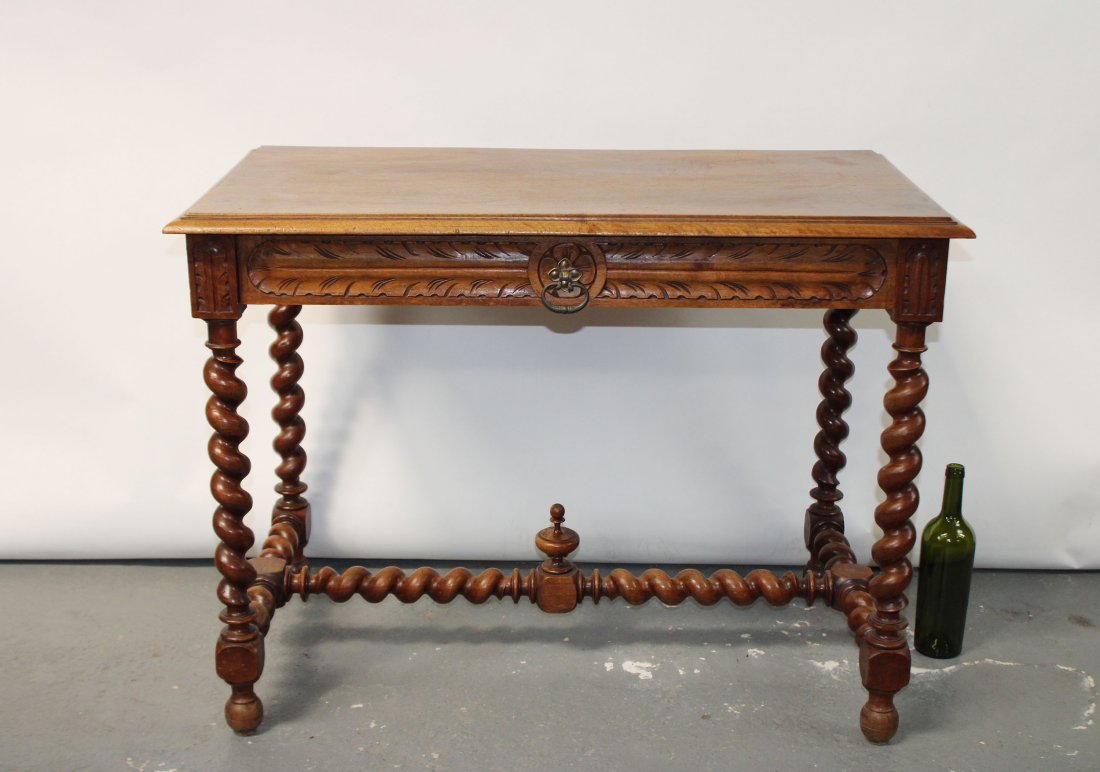 French bureau plat desk with barley twist (1 of 7)