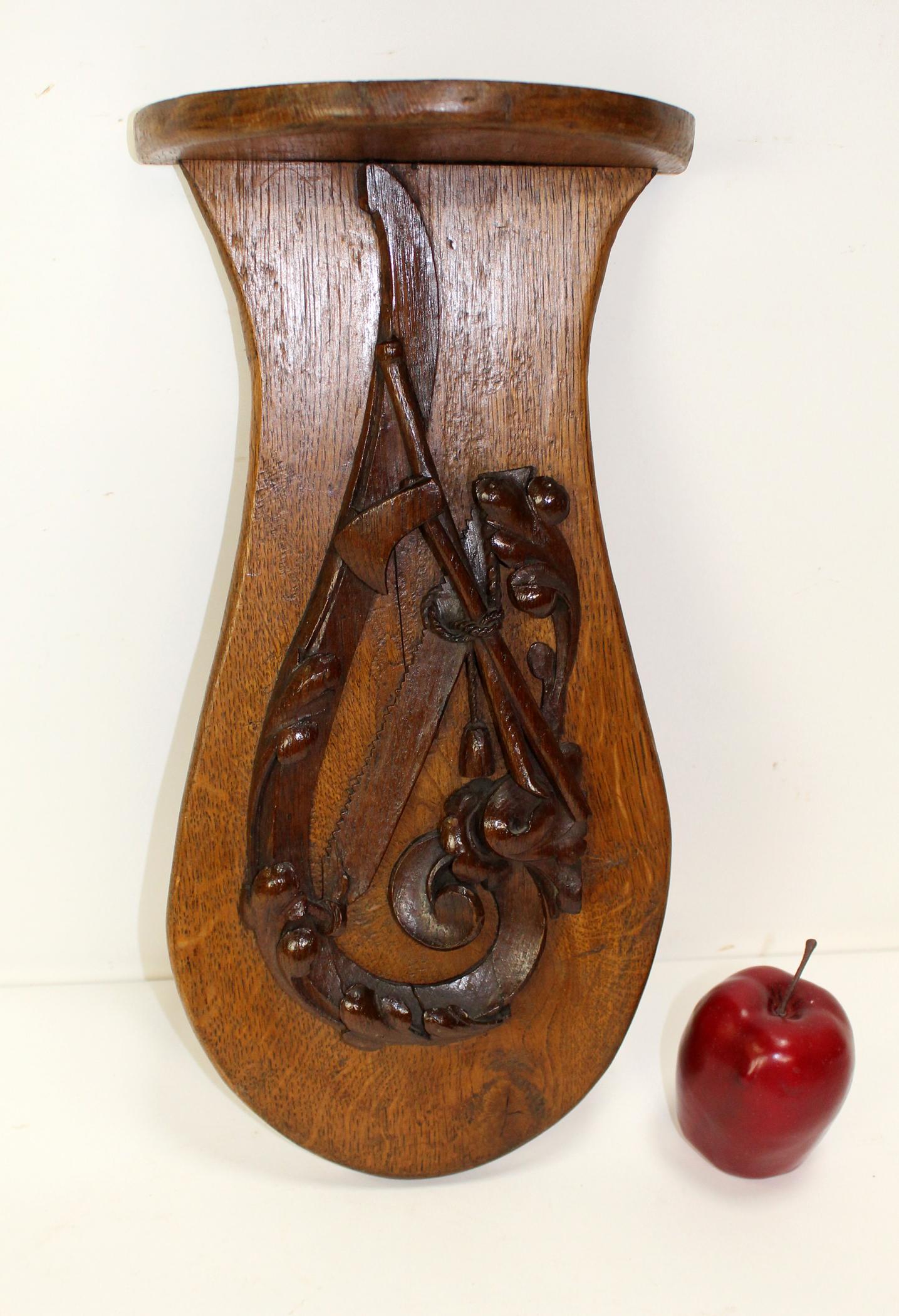 French carved oak wall shelf (1 of 5)