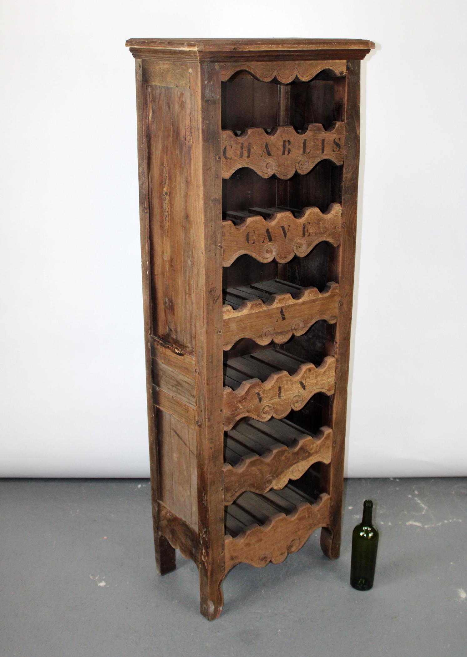 French "Chablis cave a vin" wine cabinet: French "Chablis cave a vin" wine cabinet. Hold 24 bottles. 64"h x 23"w x 13 1/4"d