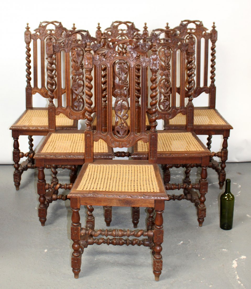 Set of 6 French chairs with barley twist (1 of 6)