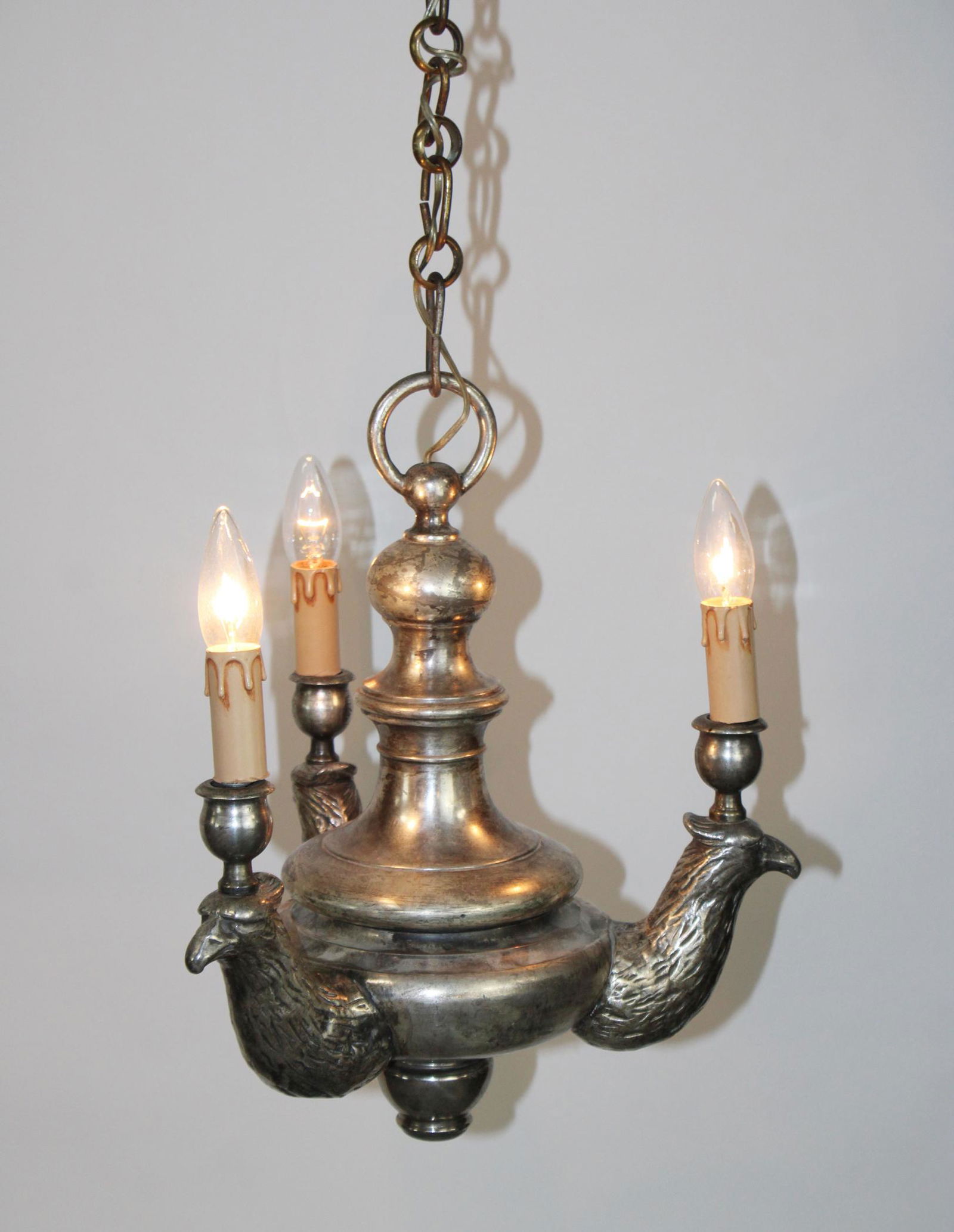 French nickel plated bronze chandelier with chimera (1 of 6)