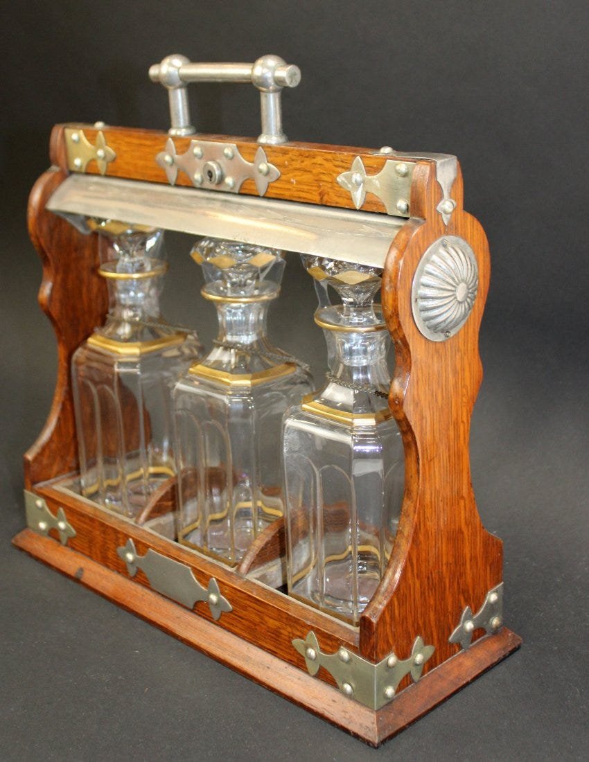 French ship captain 3 bottle tantalus set (1 of 7)