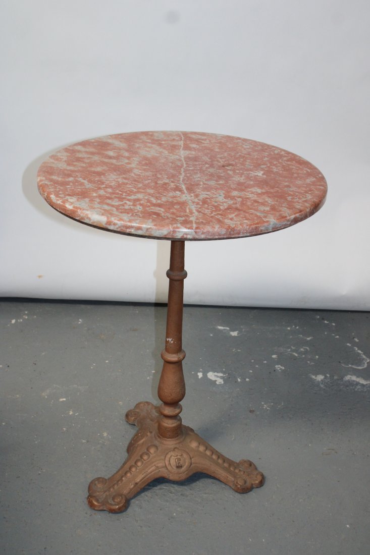 French marble top cast iron bistro table (1 of 9)