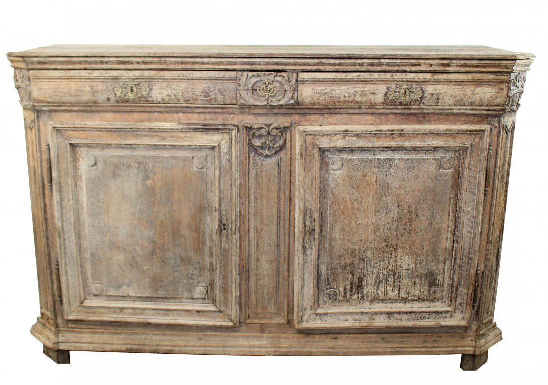 French Louis XIV bleached oak buffet bas (1 of 10)