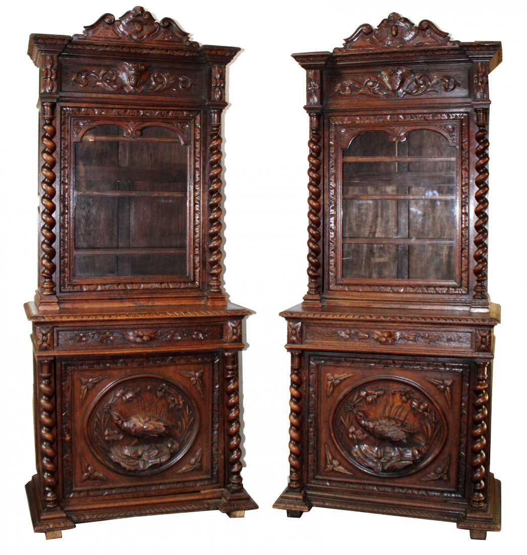 Pair of French hunt motif bookcases (1 of 11)