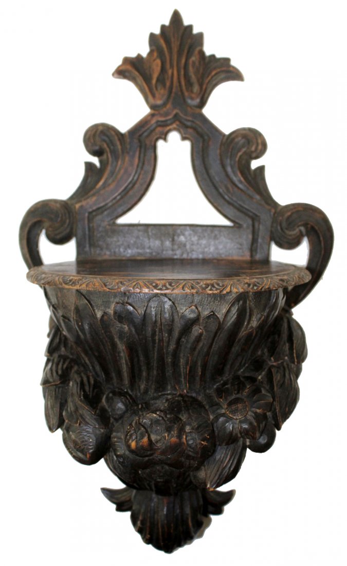 Late 18th century carved walnut wall shelf (1 of 7)