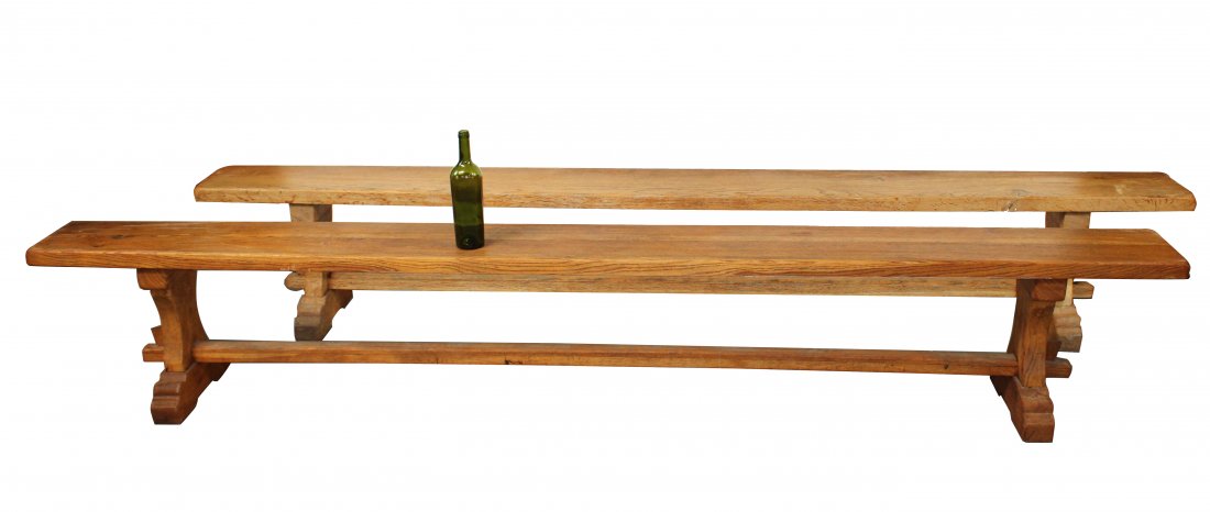 Lot of 2 French farmhouse benches in oak (1 of 7)