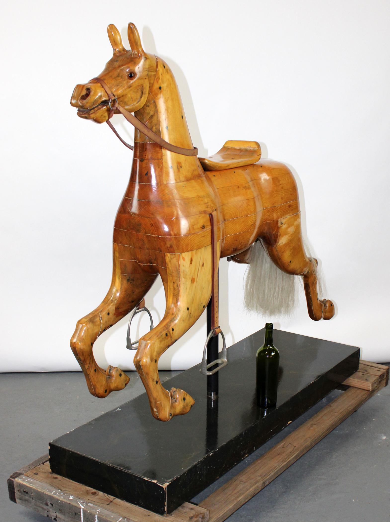 Antique Pine horse with glass eyes (1 of 12)