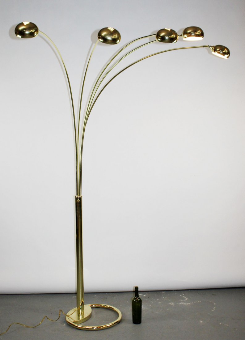 Vintage brass 5 light arched floor lamp (1 of 8)