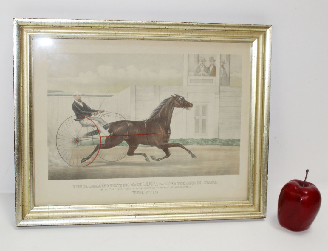 Hand colored lithograph of racing horse (1 of 9)