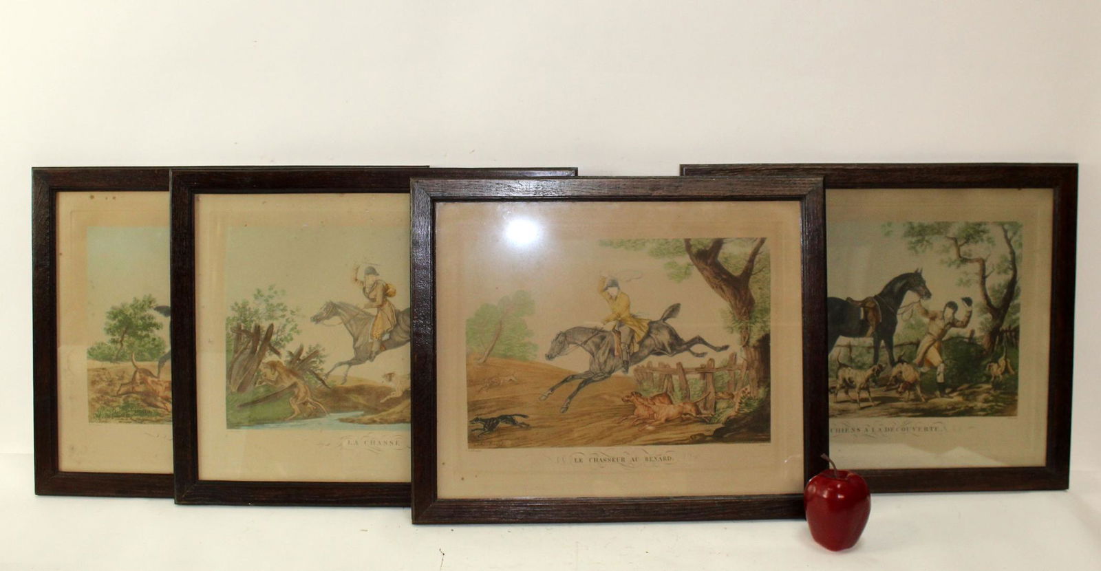 Set of 4 French hunt scene engravings (1 of 9)