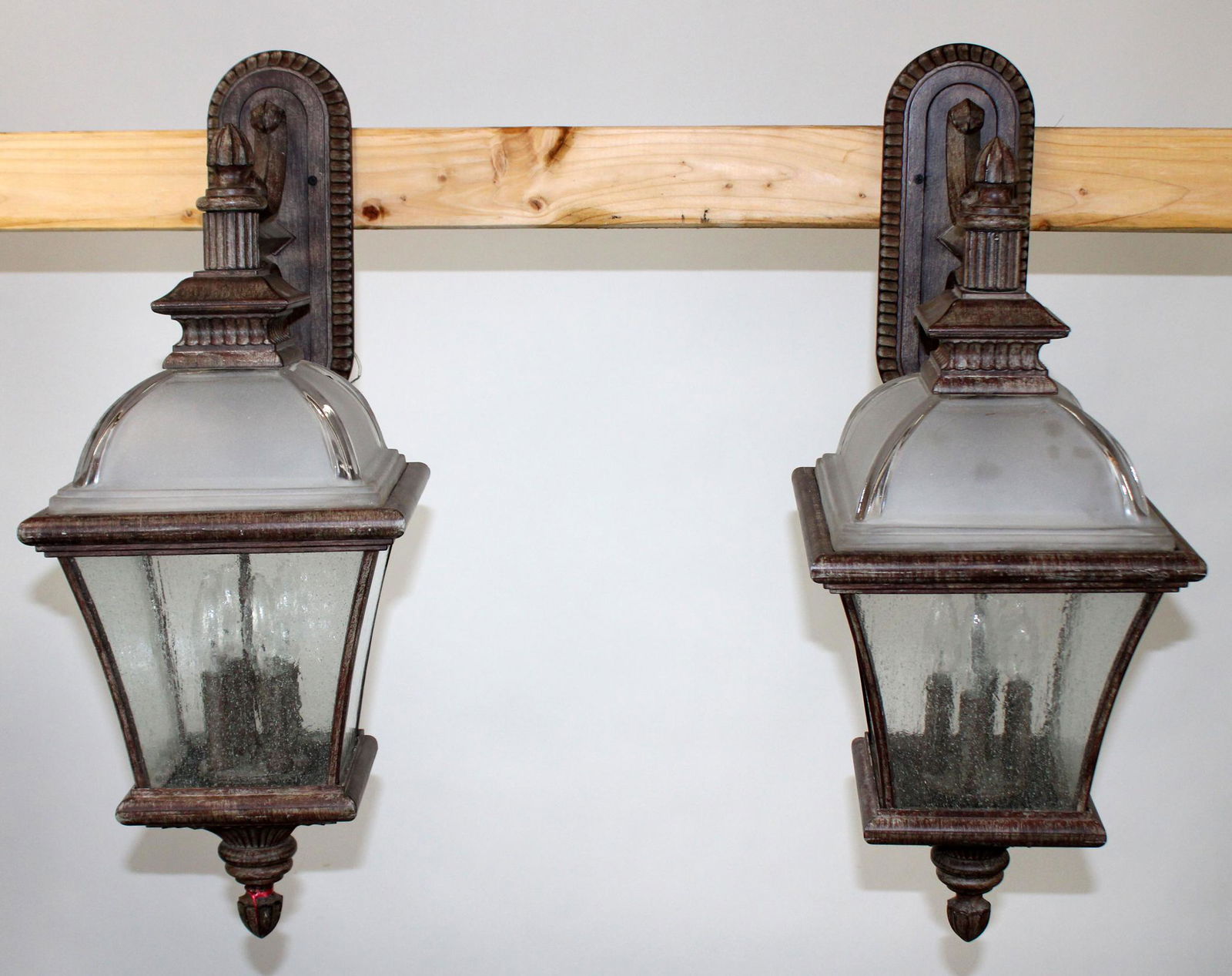 Pair of lantern style exterior wall sconces (1 of 11)