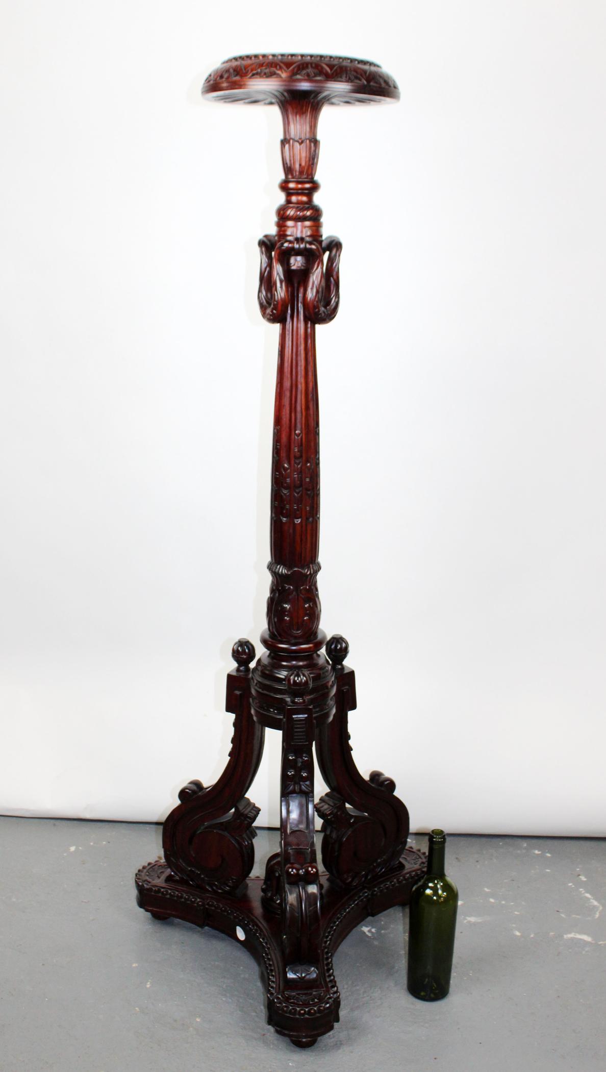 Louis XVI style carved mahogany plant stand (1 of 9)