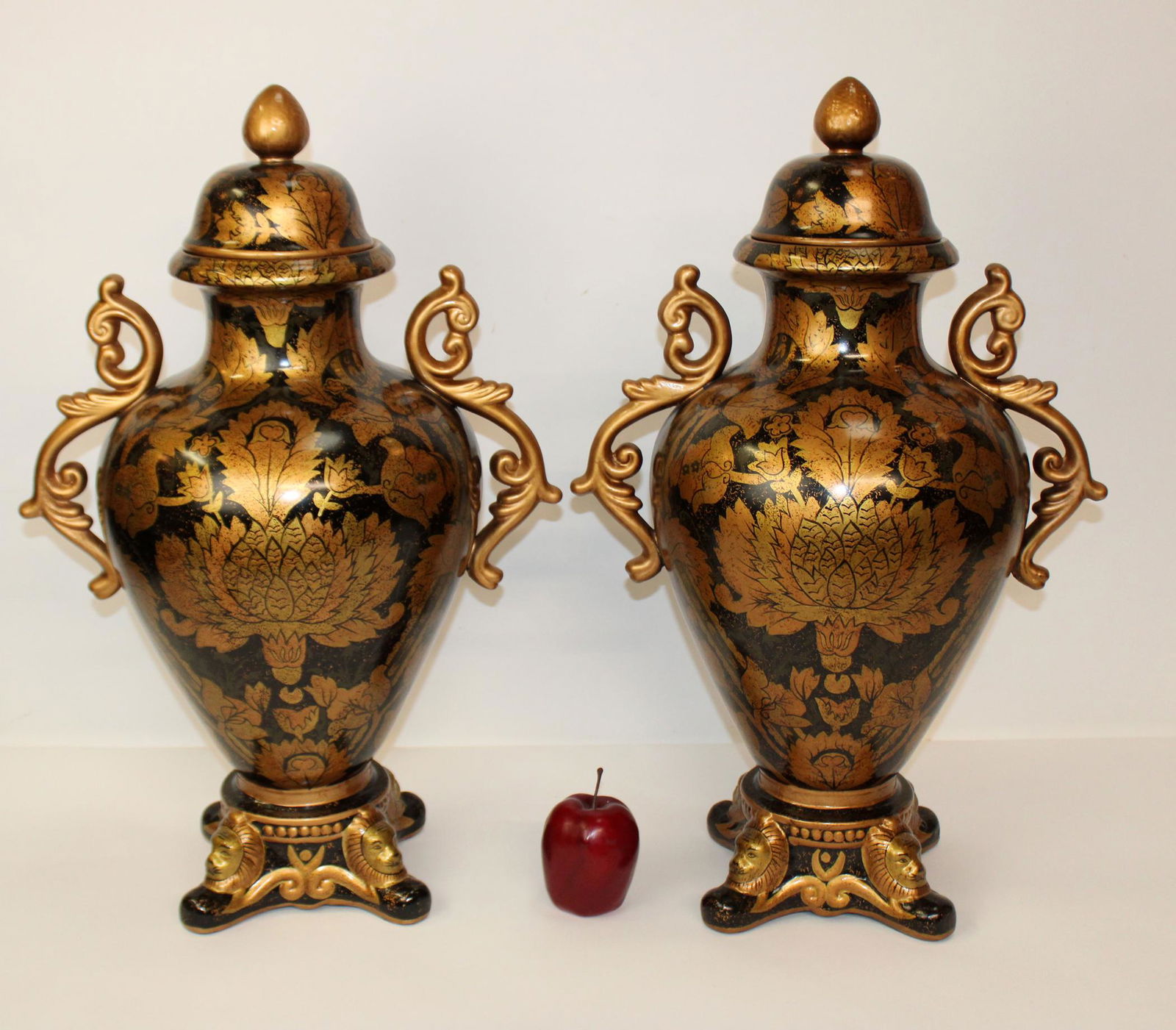 Pair of decorative painted ceramic urns (1 of 6)