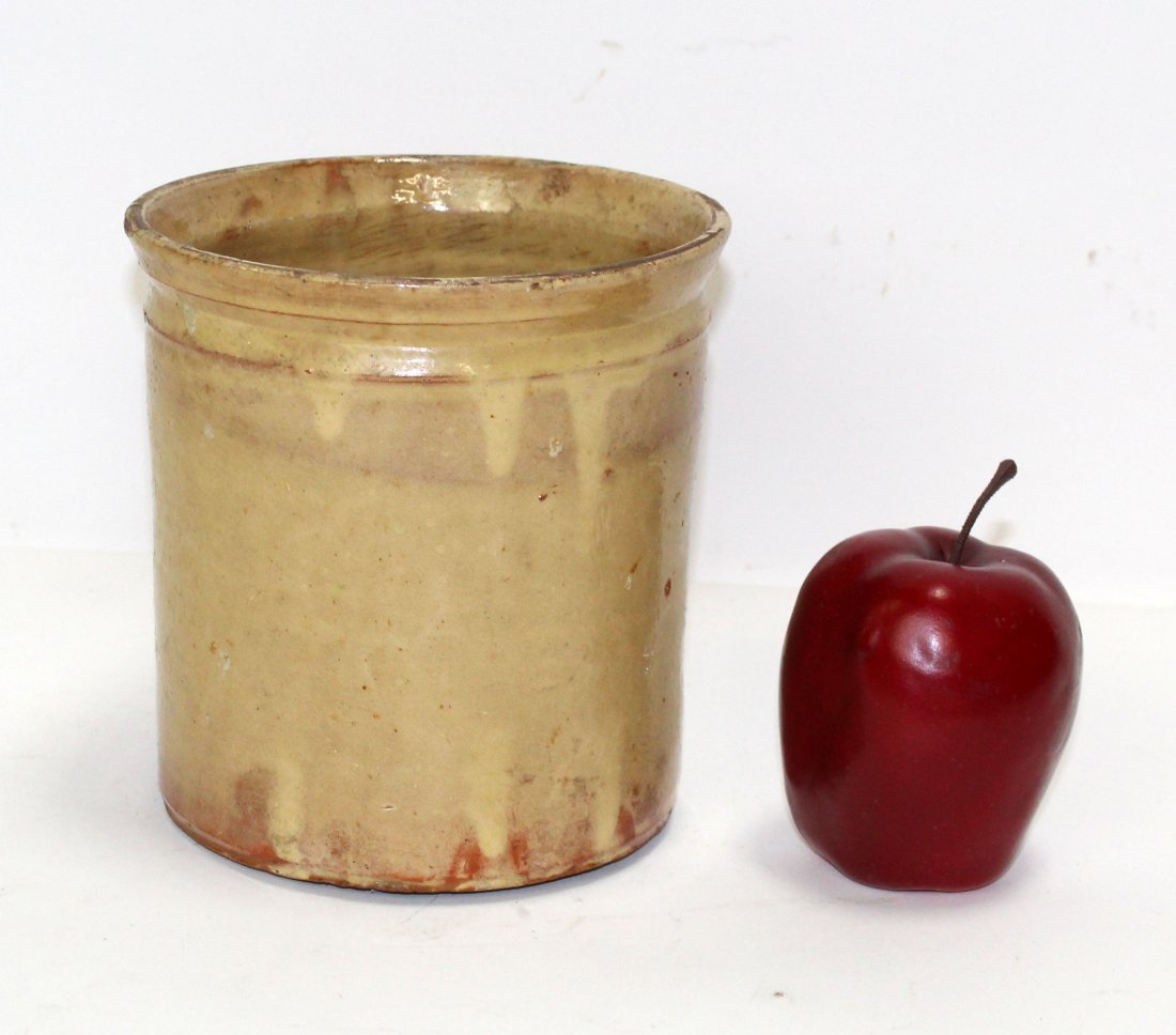 Provincial glazed terra cotta cannister: Provincial glazed terra cotta cannister 6 1/2"h x 6"diam