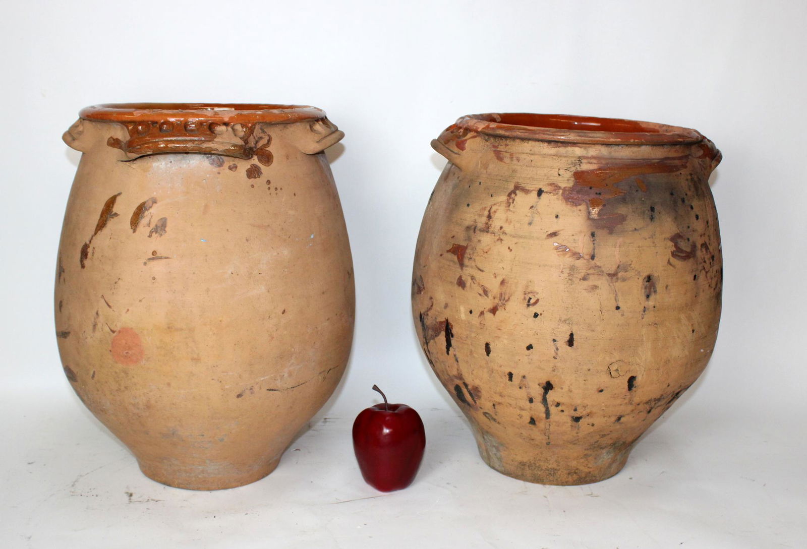 Lot of 2 French glazed terra cotta pots (1 of 10)