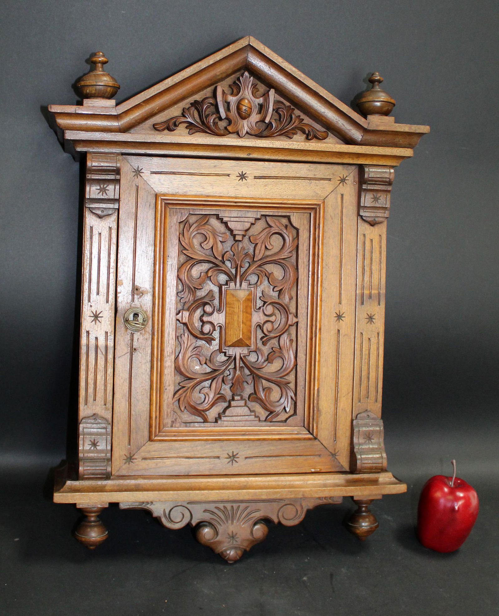 Antique French walnut hotel key box (1 of 8)