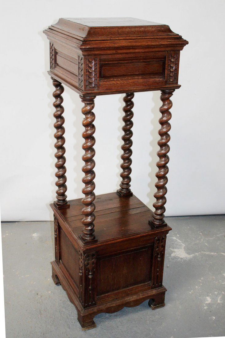 French oak barley twist pedestal plant stand (1 of 10)