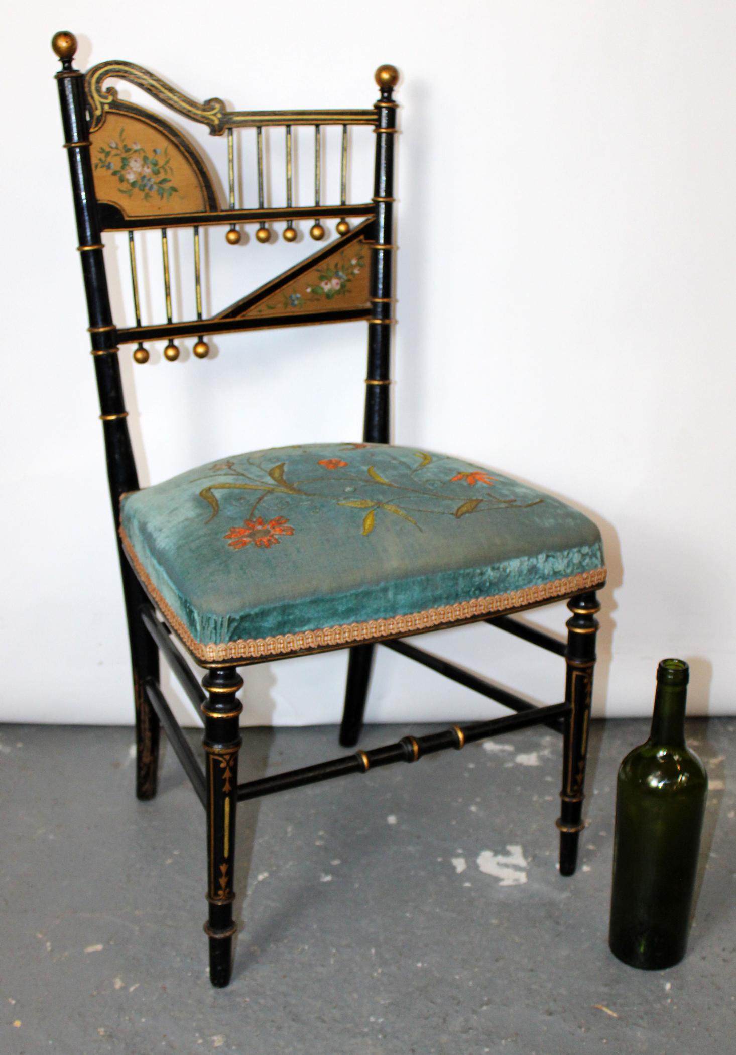 French Napoleon III ebonized side chair (1 of 7)