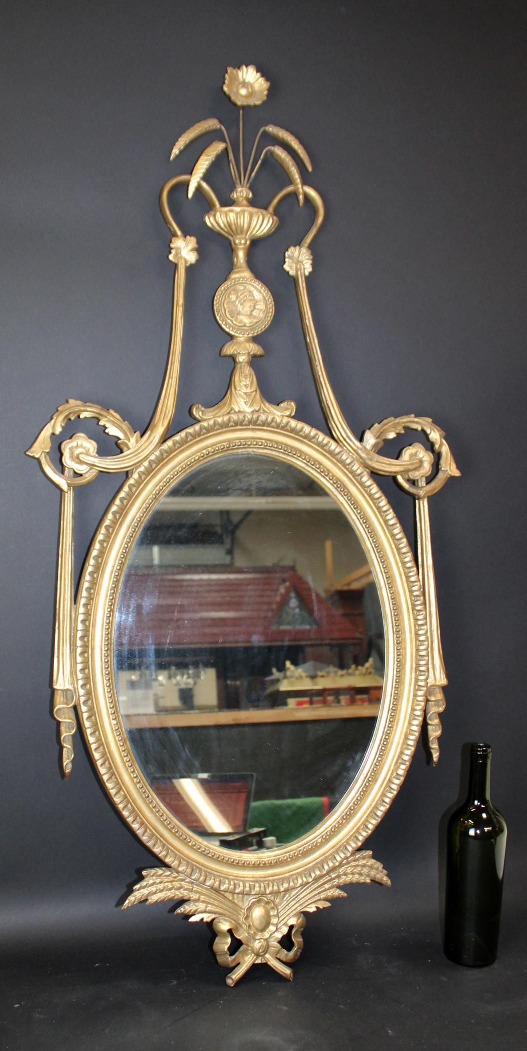 Italian Empire style oval gilt wood mirror (1 of 13)