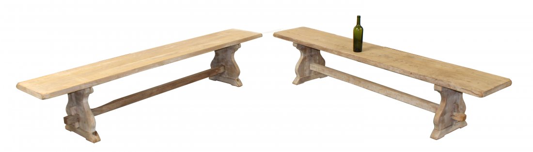 Pair French bleached oak benches (1 of 11)