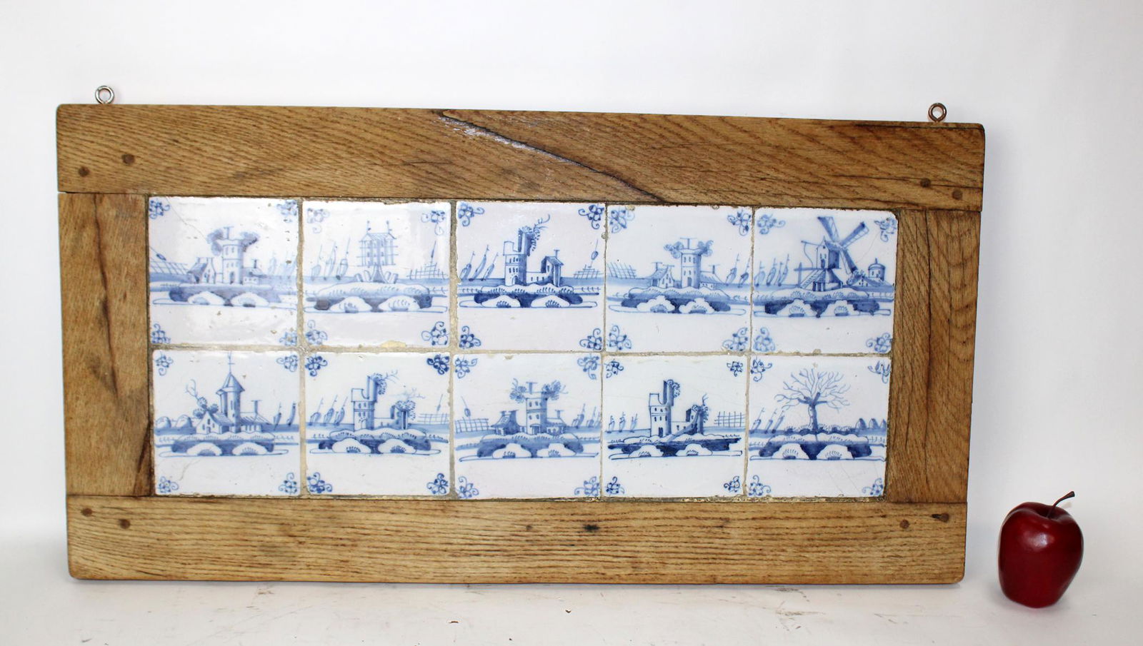 18th century Delft tiles in oak frame (1 of 6)